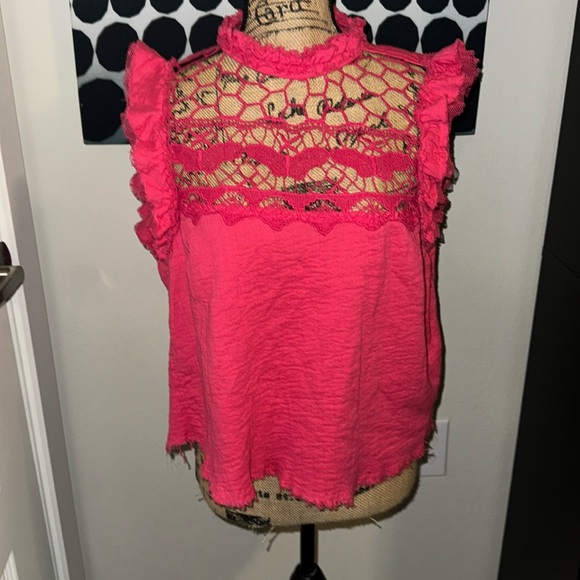 Women's Free People Simply Smiles Crochet Top, Size Large - looks Pink - Picture 6 of 12